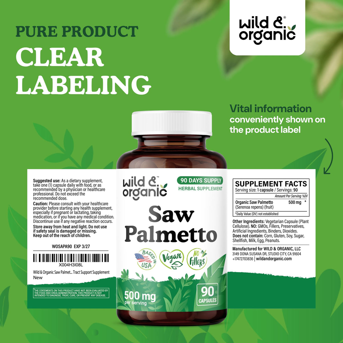 Composition des capsules de Saw Palmetto Wild & Organic