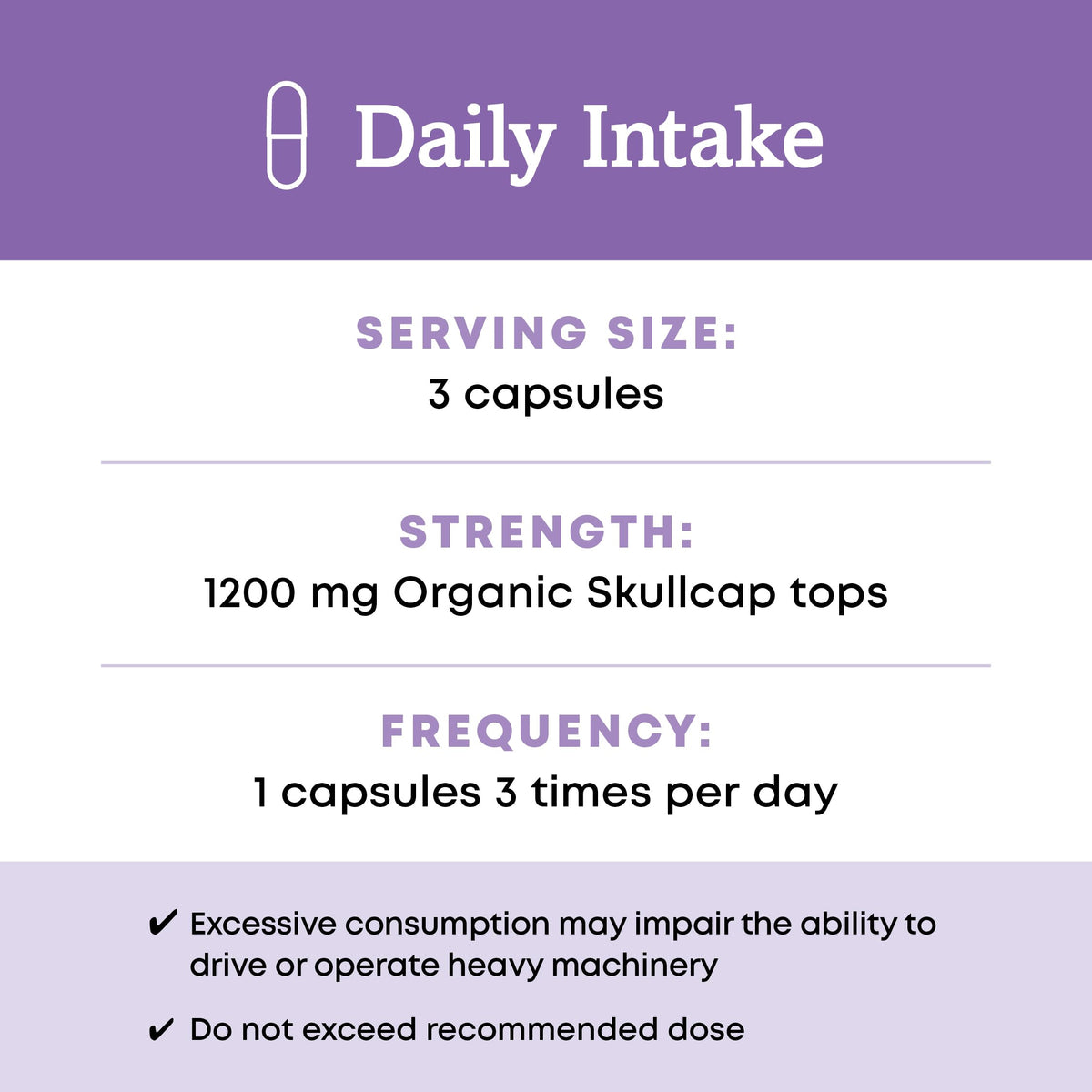 Composition des capsules de Scutellaire bio Oregon's Wild Harvest