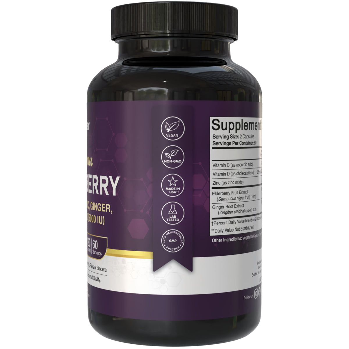 Composition des Capsules de Sureau Sambucus NutriFlair avec détails des ingrédients