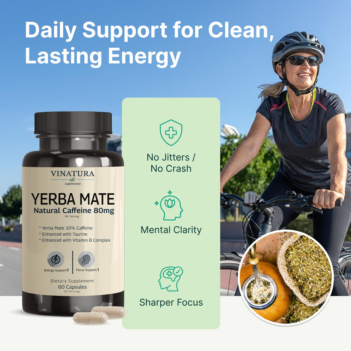 Composition des capsules de Yerba Mate avec taurine et vitamines B