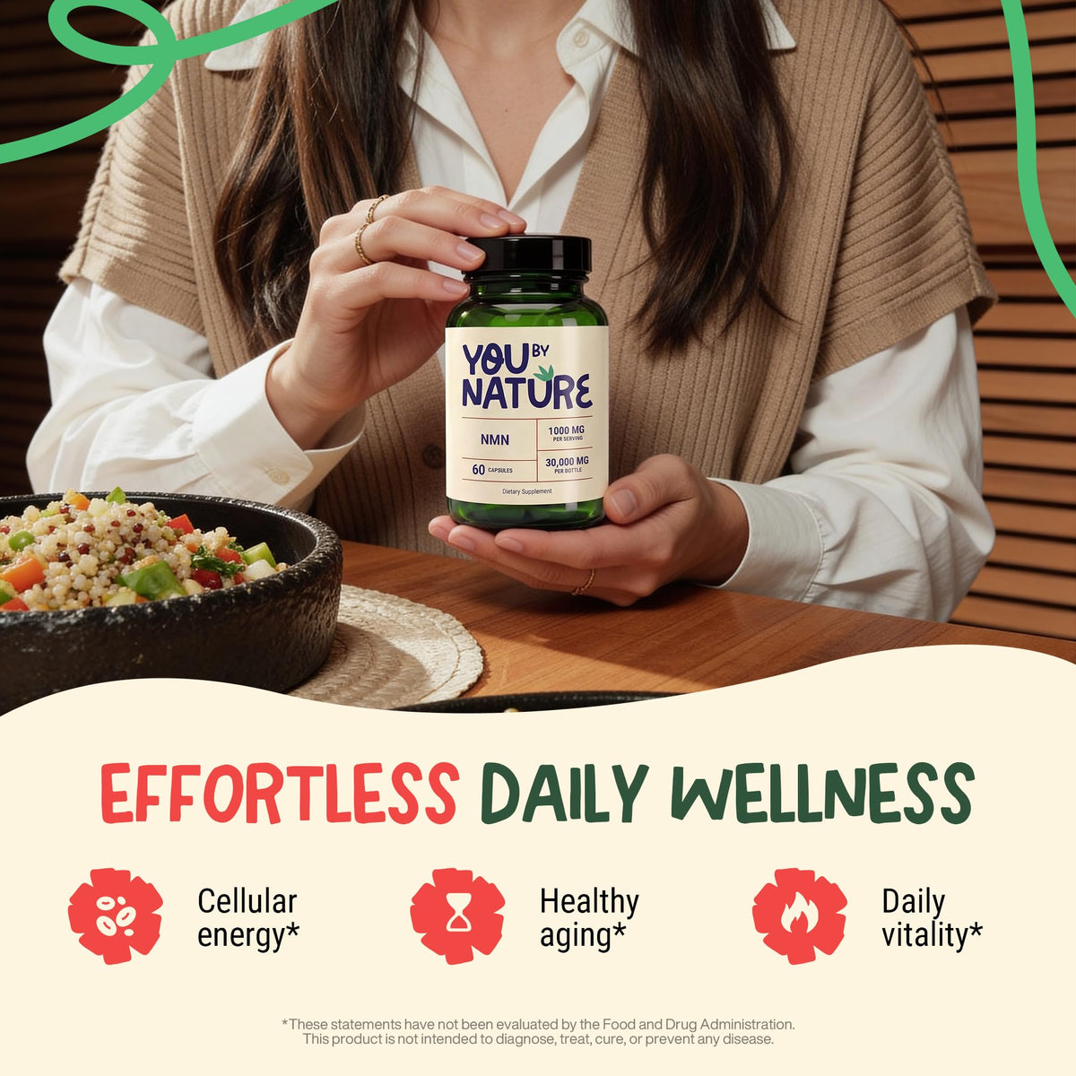 Composition des capsules de YOUBYNATURE NMN 1000mg