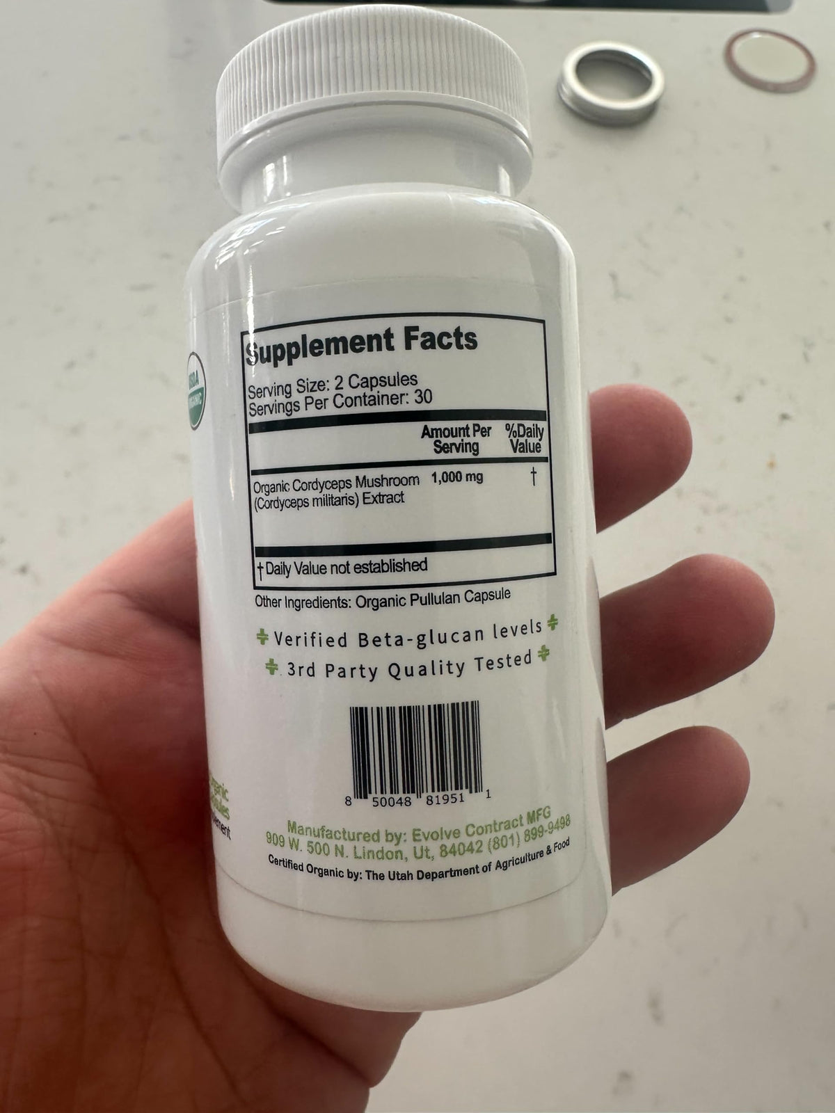 Composition des capsules Help Supplements Champignon Cordyceps 1000mg