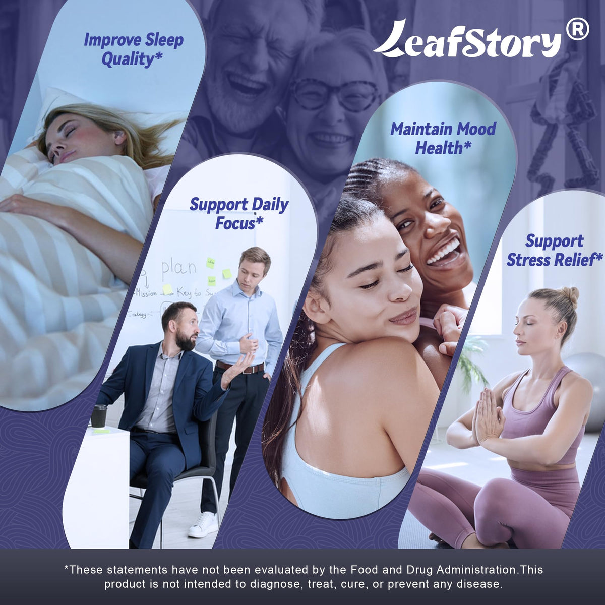 Composition des capsules LeafStory sur un fond neutre