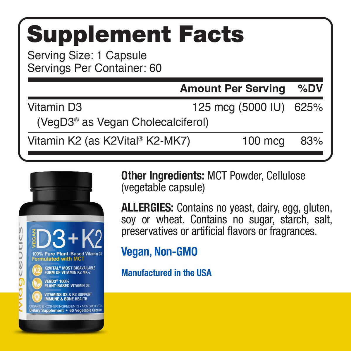 Composition des capsules Magceutics D3 K2 Vegan