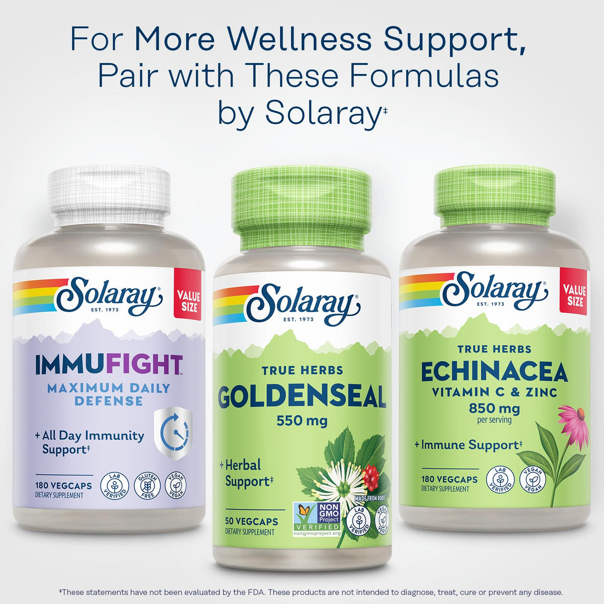 Composition des capsules SOLARAY Goldenseal affichée sur l'étiquette