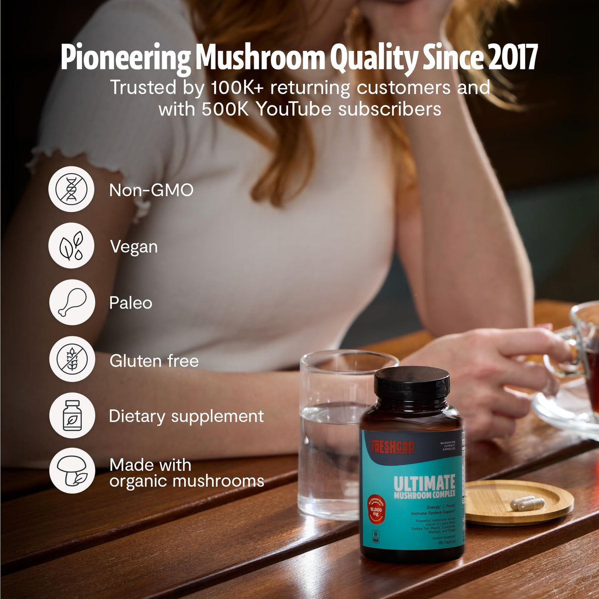 Composition des champignons dans le complément FreshCap Mushrooms