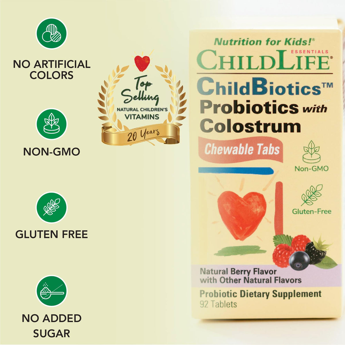 Composition des comprimés ChildBiotics avec colostrum