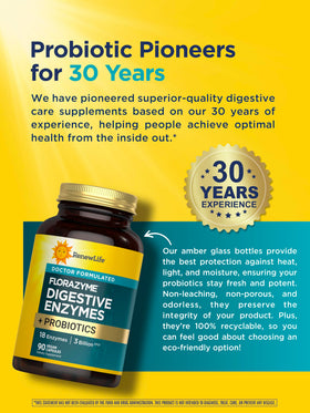 Composition des enzymes et probiotiques Renew Life Florazyme
