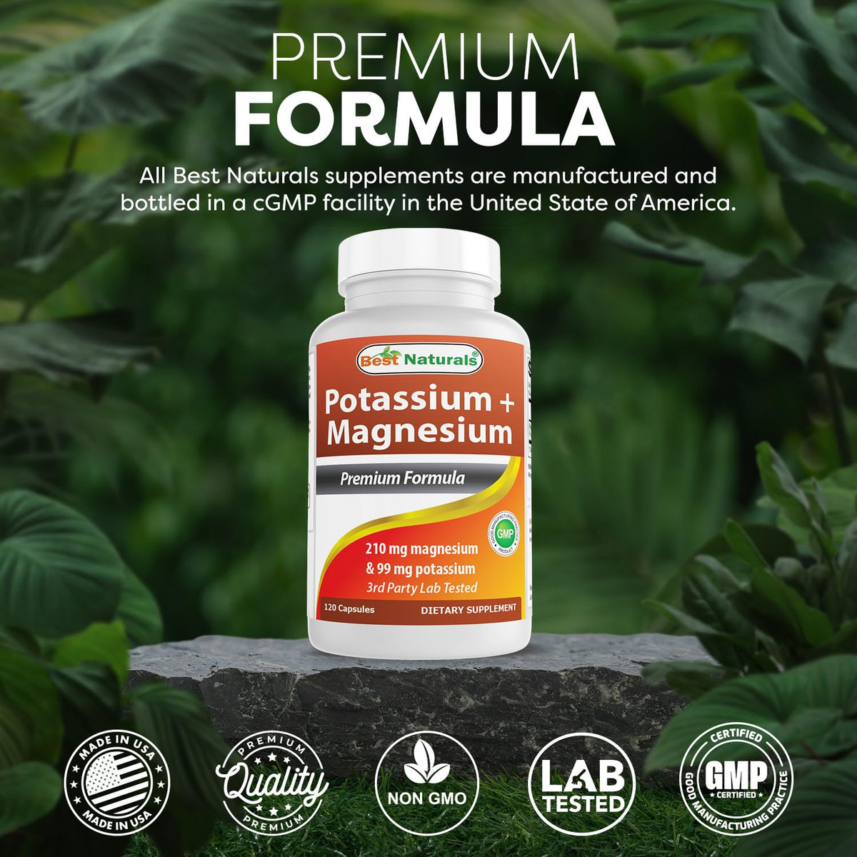 Composition des gélules Best Naturals Potassium + Magnesium