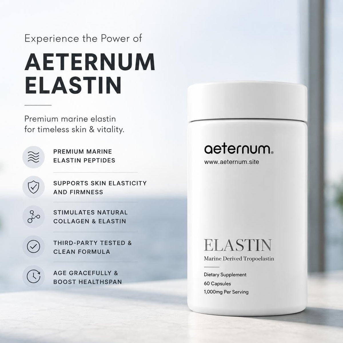 Composition des gélules d'élastine marine aeternum 500mg