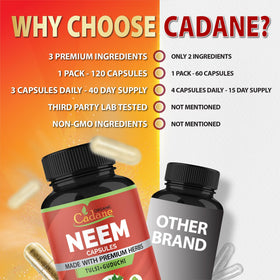 Composition des gélules de Neem Organic Cadane