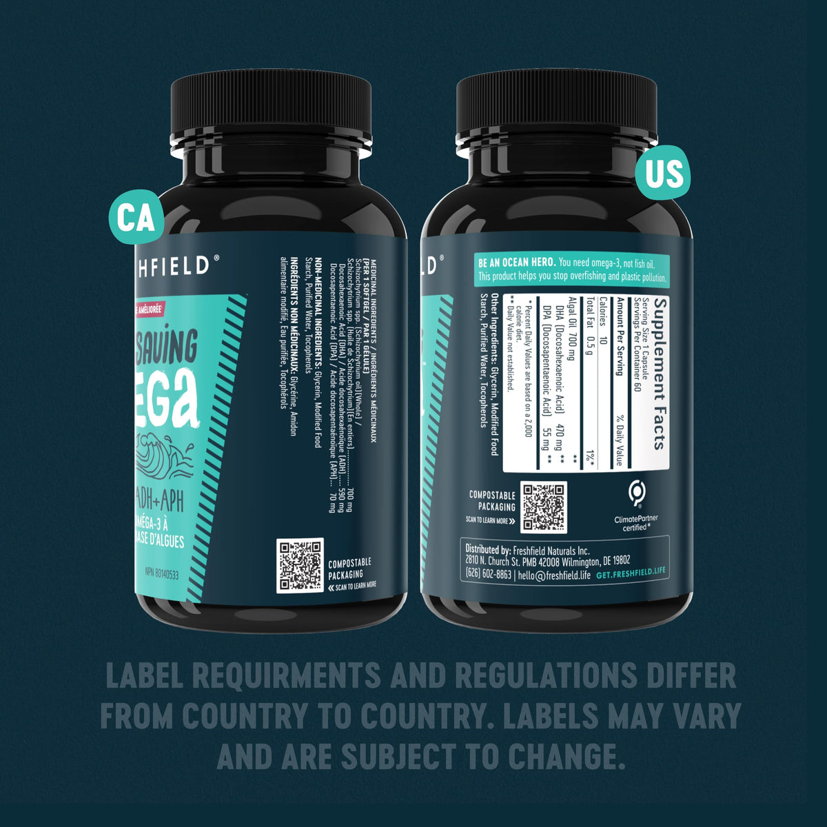 Composition des gélules Omega 3 DHA Freshfield