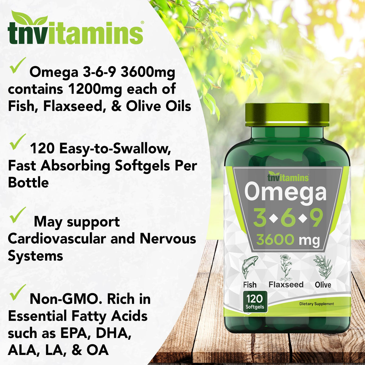 Composition des gélules tnvitamins Triple Omega 3-6-9 avec détails des acides gras