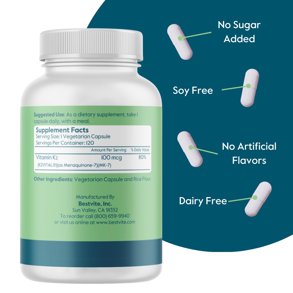 Composition des gélules végétales BESTVITE Vitamine K2