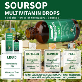 Composition des gouttes d'extrait Soursop sur une table