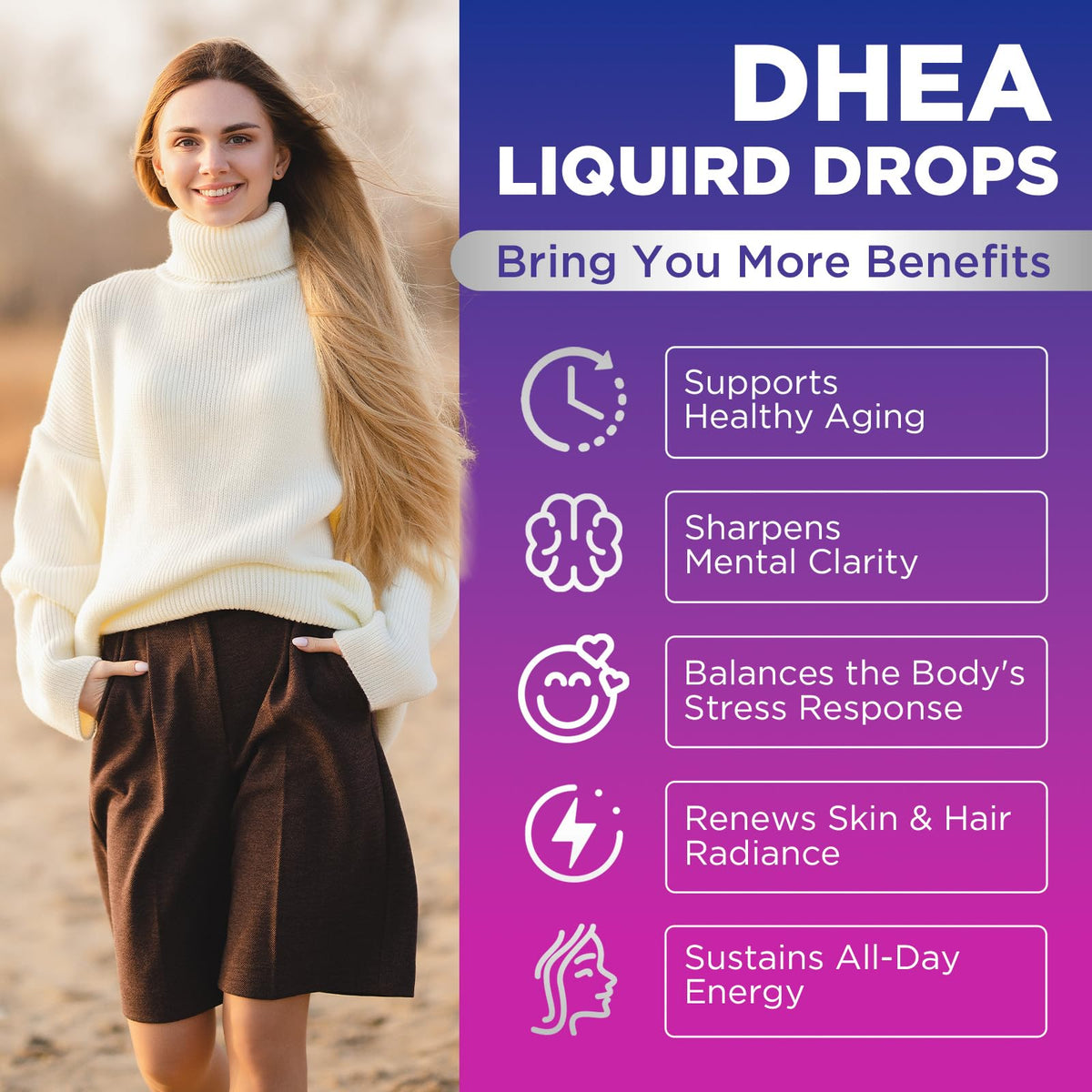 Composition des gouttes liquides NATISLAND DHEA avec ingrédients végétaux