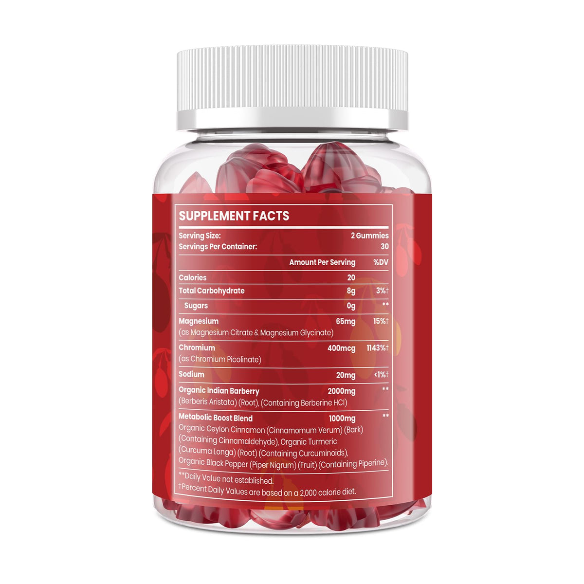 Composition des Gummies de Berbérine Vylarithonixa, ingrédients sur l'emballage