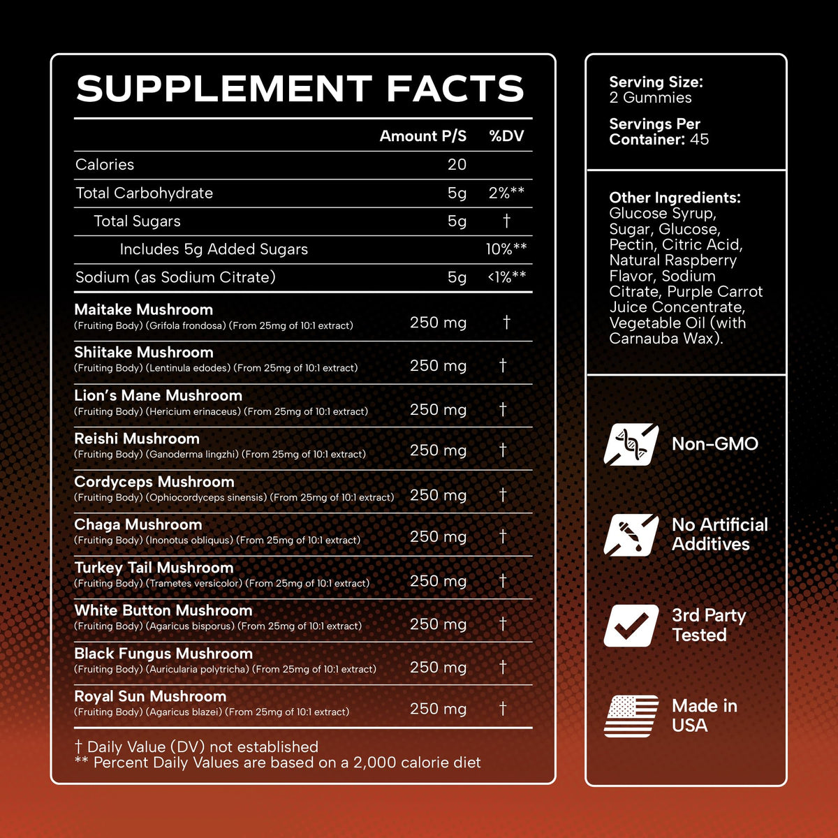 Composition des gummies Effective Nutra affichée