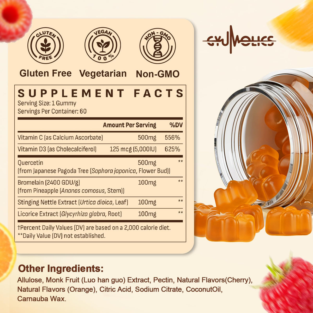 Composition des gummies Gyumolics Quercetine avec ingrédients principaux