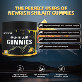 Composition des gummies Shilajit Newrish au miel Manuka