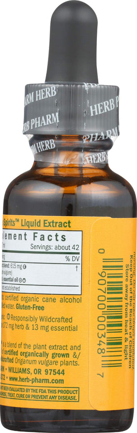 Composition des ingrédients de l'extrait de spirites d'origan Herb Pharm