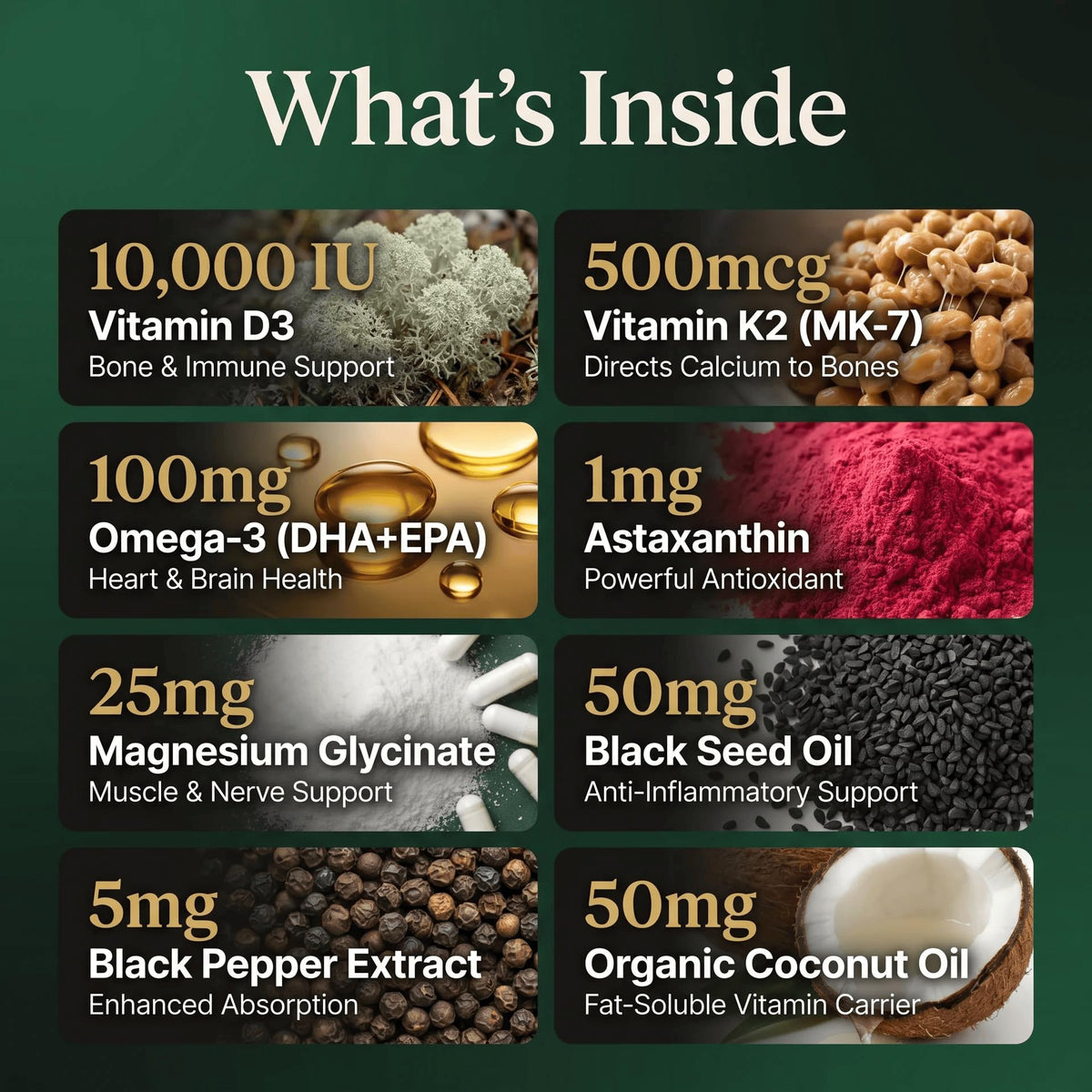 Composition des ingrédients de PURETREX Vitamine D3 K2