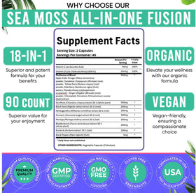 Composition des ingrédients des capsules de mousse de mer Adndale