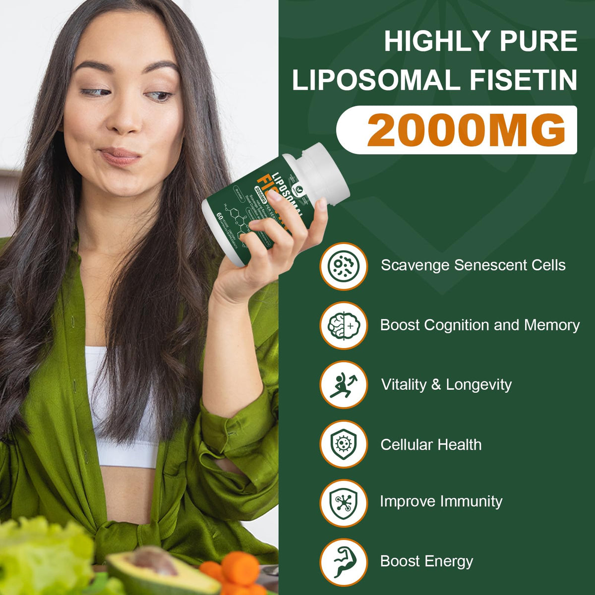 Composition des ingrédients du complément liposomal Fisetin