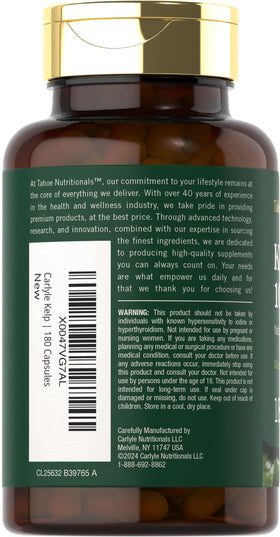 Composition des ingrédients sur l'emballage de Kelp Tahoe Nutritionals