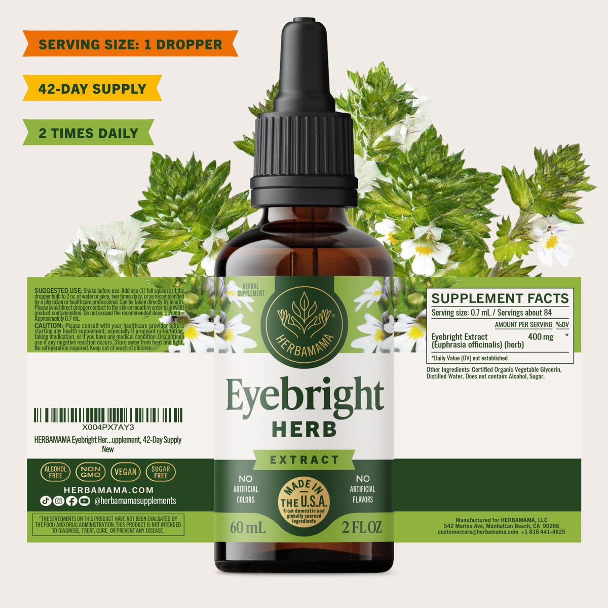 Composition du complément HERBAMAMA Eyebright avec ses ingrédients