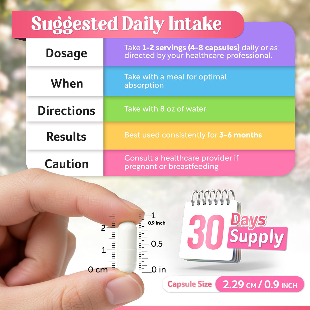 Composition du Dalnara Myo-Inositol avec capsules ouvertes