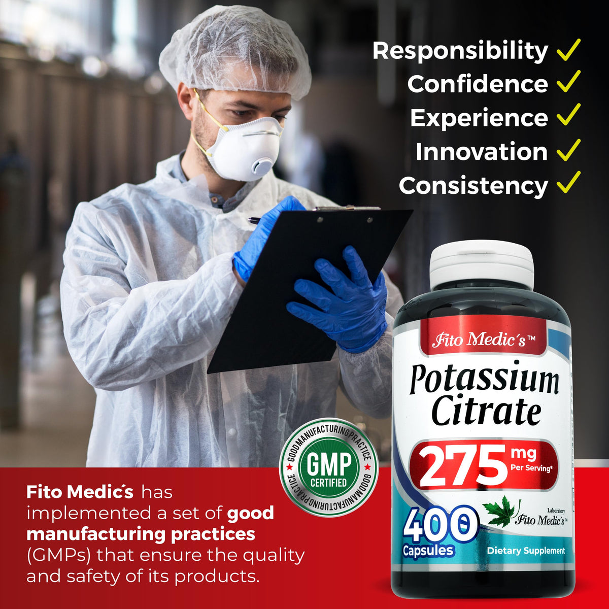 Composition du FITO MEDIC'S citrate de potassium sur étiquette