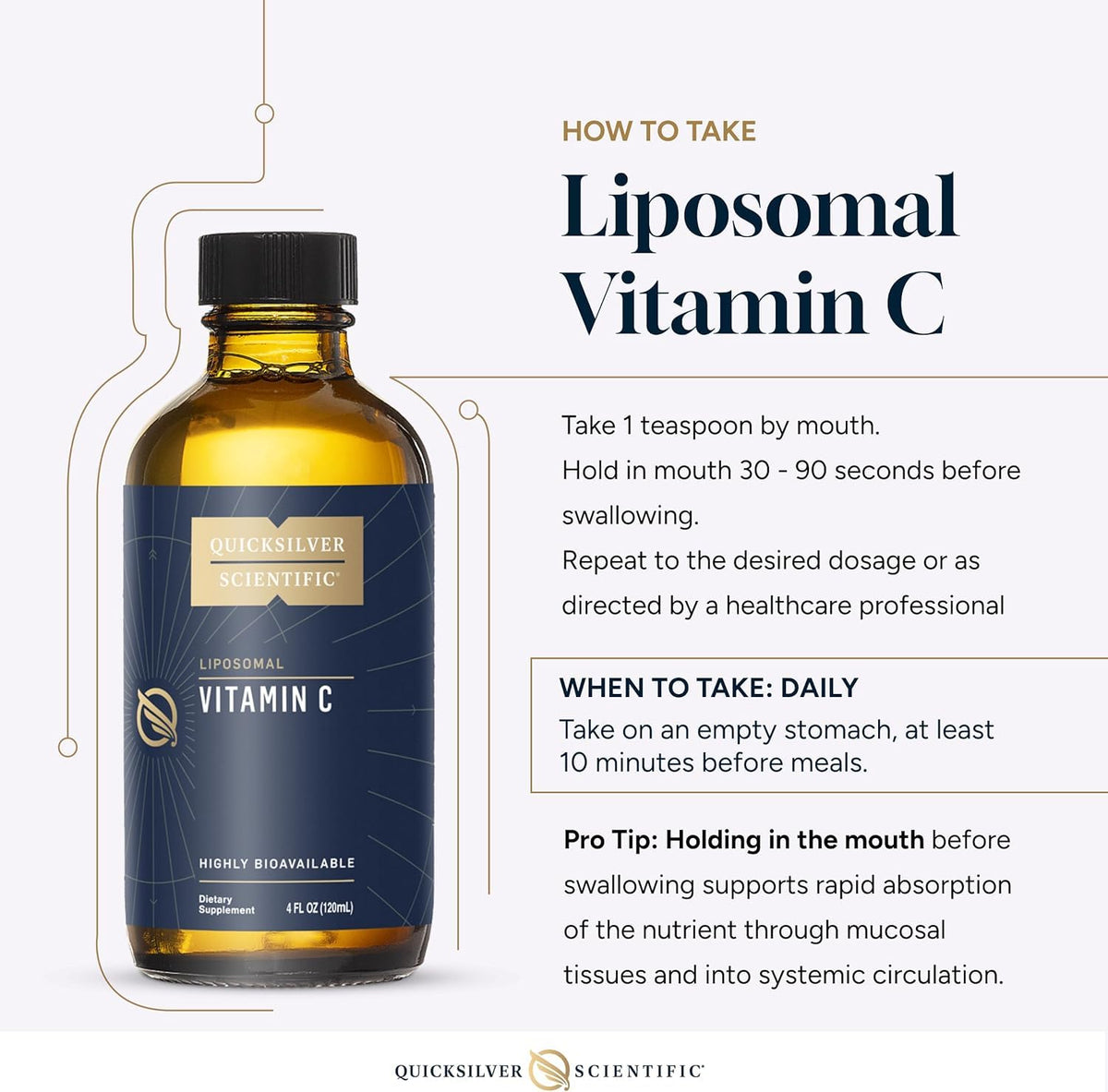 Composition du flacon de vitamine C Quicksilver Scientific