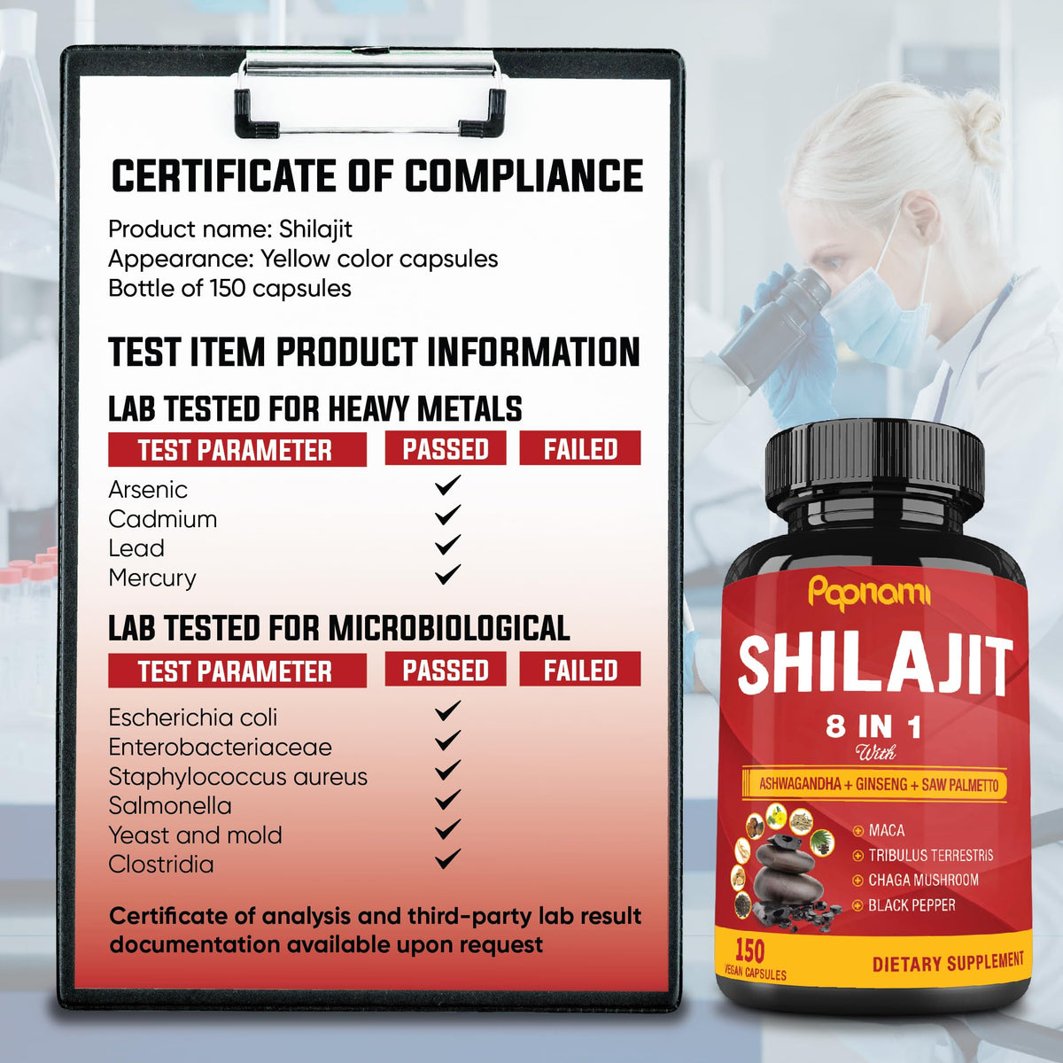 Composition du Shilajit Himalayen Papnami sur un fond naturel