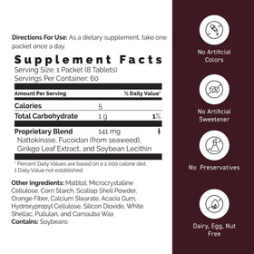 Composition du Umeken Nattokinase Plus Fucoidan sur l'emballage
