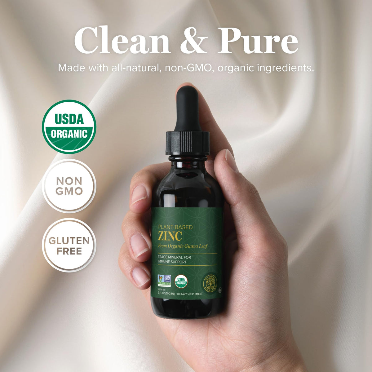Composition du zinc liquide Global Healing Center, ingrédients naturels