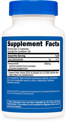 Composition et étiquette de Nutricost Theracurmin 600mg
