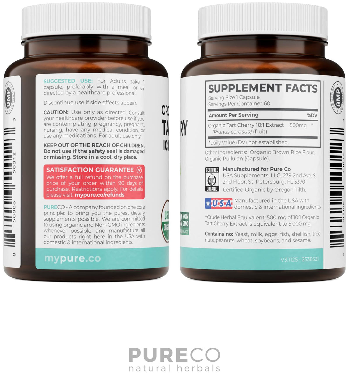 Composition nutritionnelle des capsules de cerise acide bio