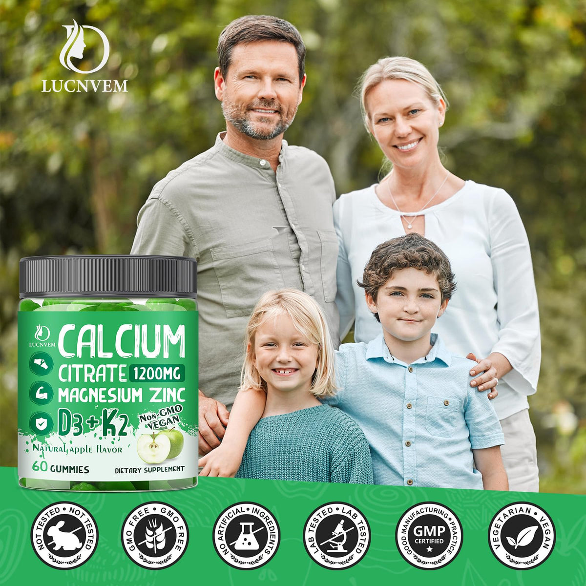 Composition nutritionnelle des gommes LUCNVEM Calcium Citrate