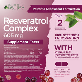 Composition nutritionnelle du complément alimentaire Resvératrol Purely Holistic