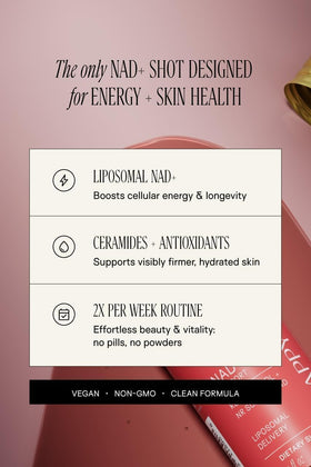 Composition nutritionnelle du shot liquide NAD+ Happy Aging