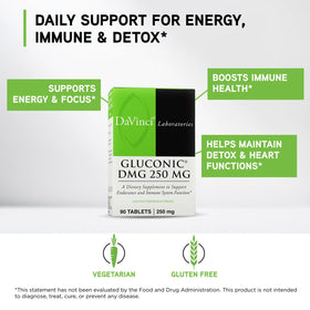 Comprimé à mâcher DAVINCI Gluconic DMG 250mg, gros plan