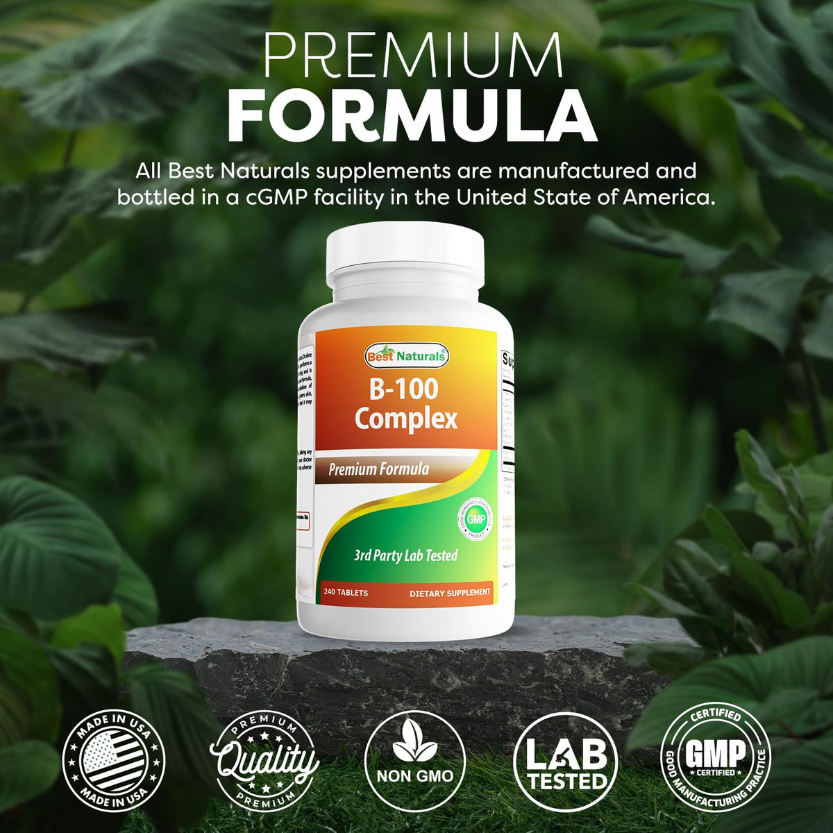 Comprimé de Best Naturals Complexe de Vitamines B en gros plan