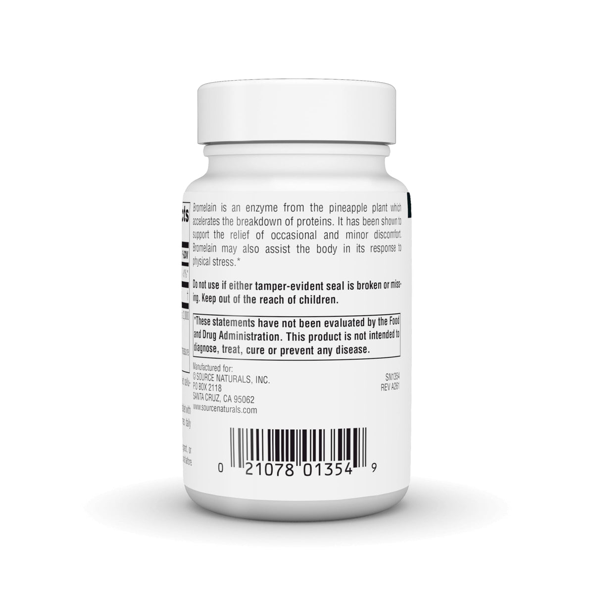 Comprimé de Bromélaïne Source Naturals en gros plan