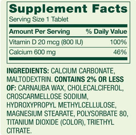Comprimé de Calcium Plus Vitamine D 600 mg, gros plan
