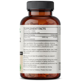 Comprimé de Futurebiotics Vitamine B12 1000 mcg sur fond blanc