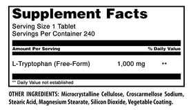 Comprimé de L-Tryptophan 1000 mg Amazing Nutrition sur fond blanc