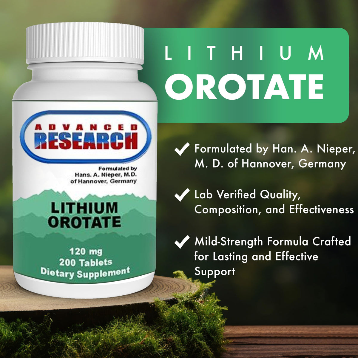 Comprimé de Lithium Orotate 5mg sur une surface blanche