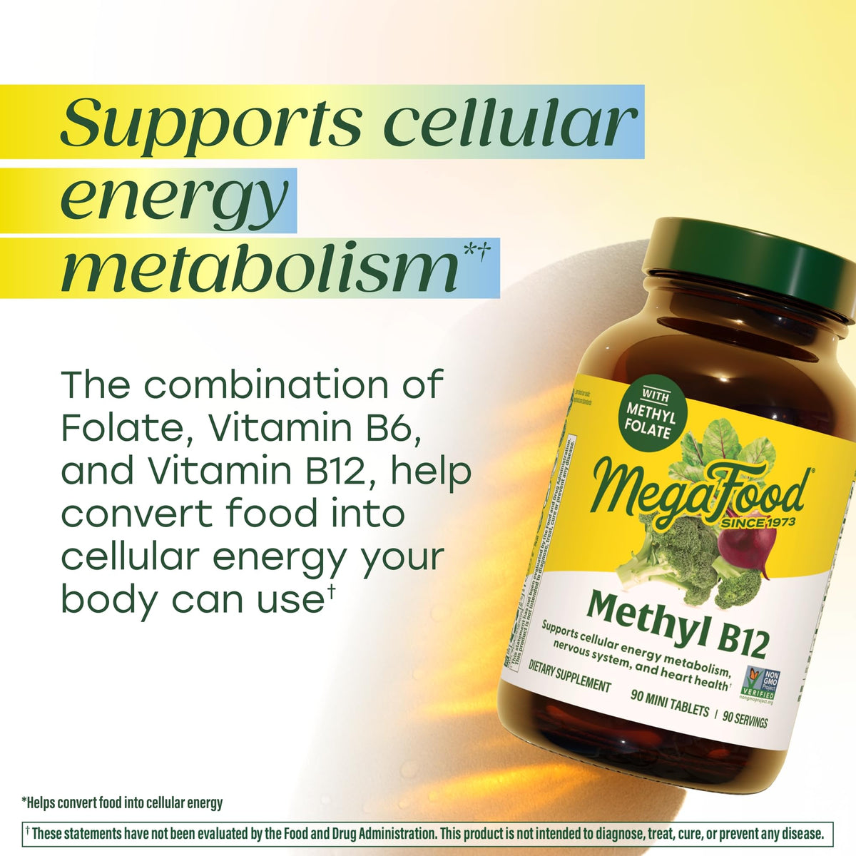 Comprimé de MegaFood Methyl B12 sur une table