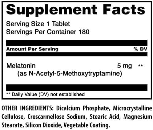 Comprimé de Melatonine 5 Mg Amazing Nutrition sur une table